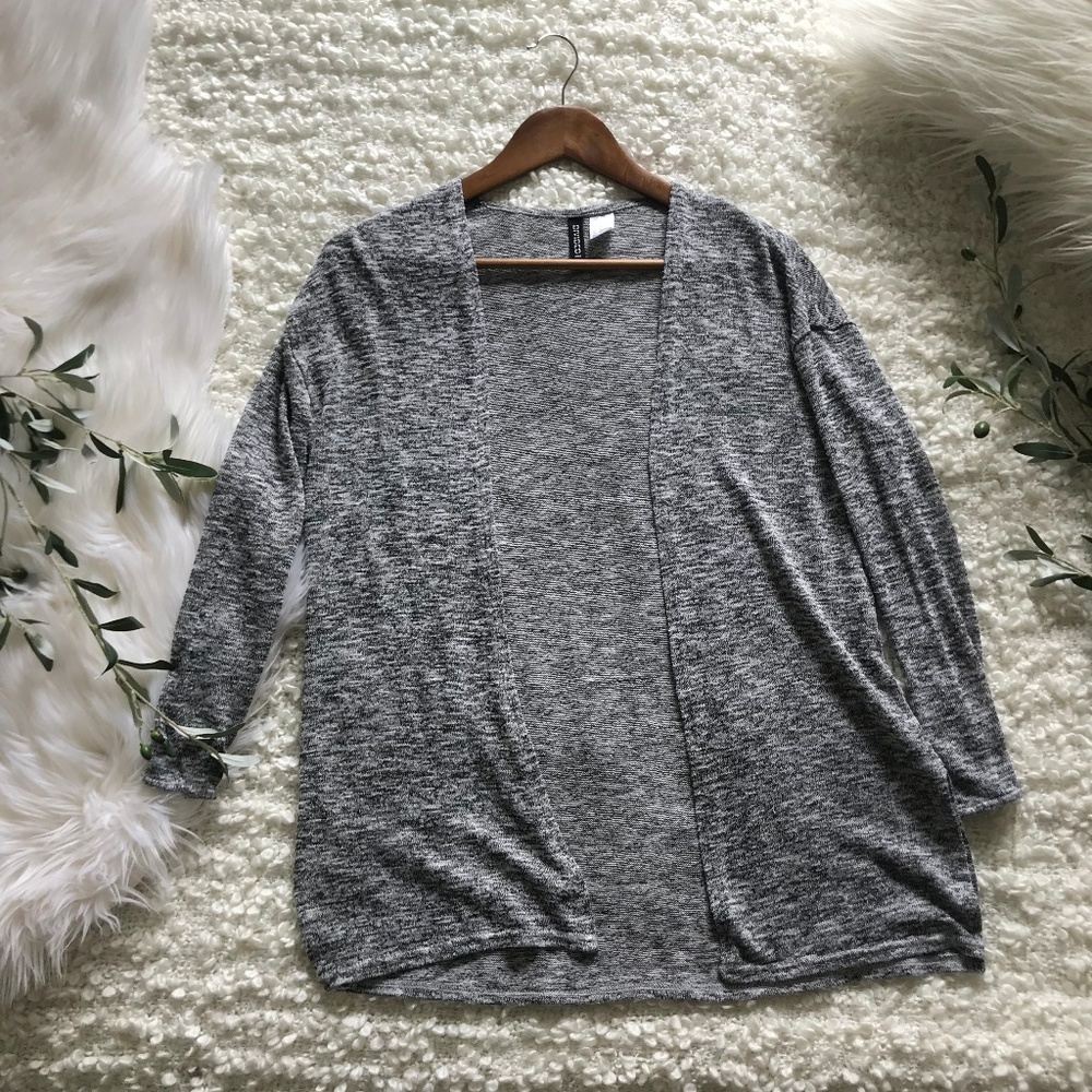 H&M XS Lightweight Open-Front Gray Cardigan